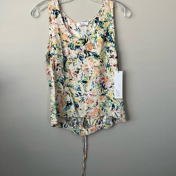 Parker‎ Womens 100% Silk Top One Size Sleeveless Blouse Floral Open Back Tie - Picture 11 of 12